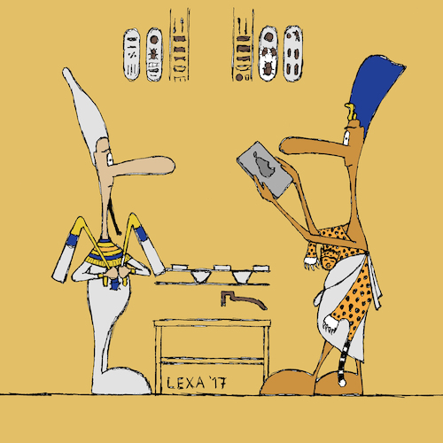 Cartoon: lexatoon Ägyptische Grabkammer (medium) by lexatoons tagged lexatoon,ägyptisches,wandbild,apple,pyramiden,tutenchamun,echnaton,pharao,ägypten,grabkammer,lexatoon,ägyptisches,wandbild,pyramiden,tutenchamun,echnaton,pharao,ägypten,grabkammer