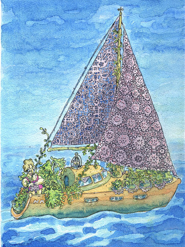 Cartoon: yelkenli (medium) by Gölebatmaz tagged yelkenli,dantel,bayan,deniz,tatil