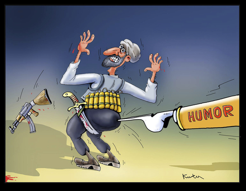 Cartoon: Gegen Terrorismus mit Humor (medium) by kurtu tagged 