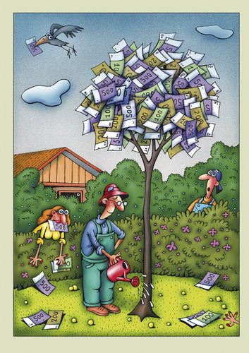 Cartoon: Geldbaum (medium) by kurtu tagged yes,garten,nachbarschaft,nachbarn,geld