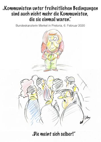 Cartoon: Kommunismus ist total harmlos (medium) by kugel2020 tagged merkel,akk,rücktritt,parteivorsitz,thüringen,rammelow,cdu,wahlen,brd,tollhaus