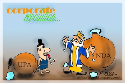 Cartoon: corporates revolution  ! (medium) by asrus tagged corporate,election,india
