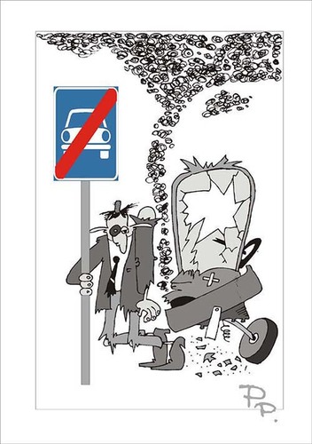 Cartoon: Traffic sign (medium) by paraistvan tagged sign,traffic,car,crash