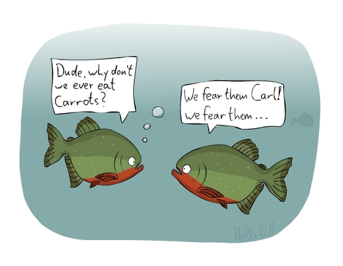 Cartoon: Piranhas (medium) by thomas_hollnack tagged piranhas,carrots