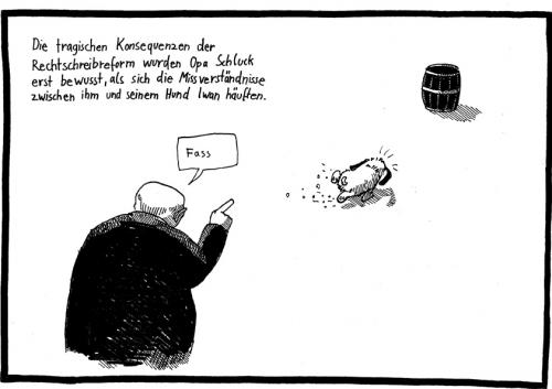 Cartoon: Opa Schluck (medium) by Tobias Wieland tagged opa,schluck,tobias,wieland,rechtschreibreform,hund,humor,