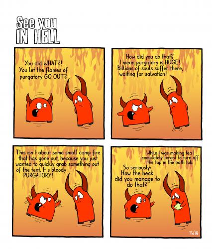 Cartoon: See you in hell (medium) by Tobias Wieland tagged see,you,in,hell,hölle,teufel,devil,religion,fun,funny,humor,humour,