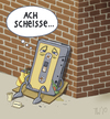 Cartoon: ... (small) by Tobias Wieland tagged kassette,obdachlos,arbeitslos,mauer,tape,penner,spende