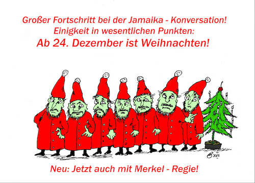 Cartoon: Einigung Jamaika Konversation (medium) by Marbez tagged einigung,jamaika,merkel,regie