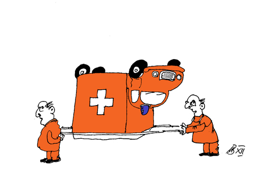 Cartoon: Krankentransport (medium) by Marbez tagged kranken,transport