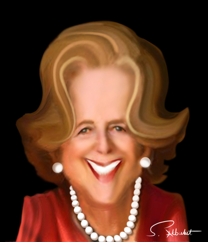 Cartoon: Margaret Thatcher (medium) by semra akbulut tagged lady,iron,akbulut,semra,thatcher,margaret