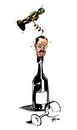 Cartoon: restrictive prime minister (small) by Hilmi Simsek tagged recep tayyip erdogan cork stopper corkscrew wine goblet sarap kadeh tirbuson ucube heykel sculpture hilmi simsek cartoon caricature karikatur