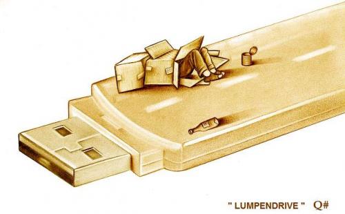 Cartoon: LUMPENDRIVE (medium) by QUIM tagged pendrive,lumpen,drive,rodeo