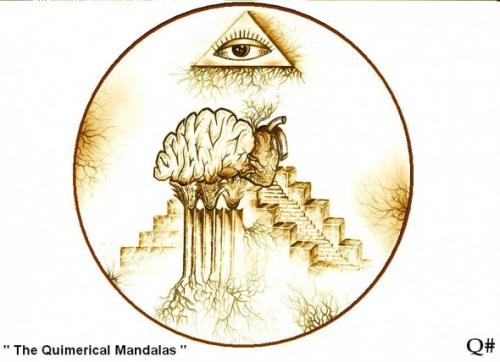 Cartoon: THE QUIMERICAL MANDALAS (medium) by QUIM tagged mandala,mandala,tibet,symbol,religion,kunst,kreis,gehirn,herz,organe,wurzeln,allwissendes,auge,maya,pyramide,tempel,inkas,adern
