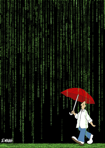 Cartoon: matrix rain code (medium) by emraharikan tagged matrix