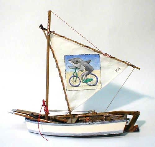 Cartoon: fish on a bike (medium) by daPinsli tagged painting,object,