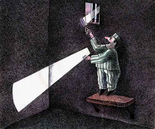 Cartoon: a piece of light (medium) by Medi Belortaja tagged piece,part,light,prisoner,prison,jail,imprisoned,cut