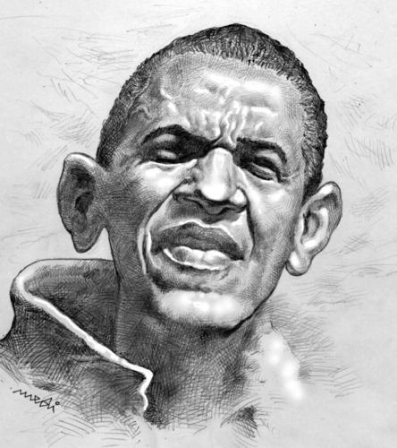 Cartoon: Barack Obama (medium) by Medi Belortaja tagged president,usa,obama,barack