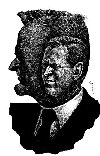 Cartoon: bush father and son (medium) by Medi Belortaja tagged usa,president,bush,george