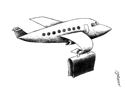 Cartoon: business plane (medium) by Medi Belortaja tagged travelling,bag,luggage,plane,business
