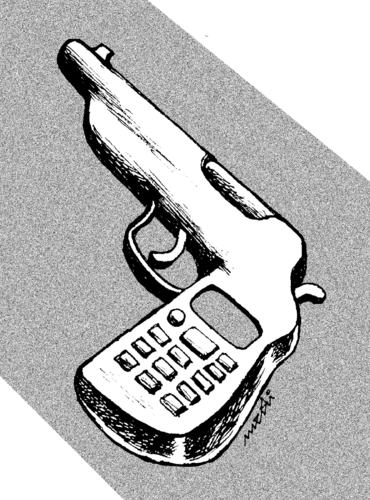 Cartoon: celgun (medium) by Medi Belortaja tagged cell,mobile,gun,killer,kill,dead,death