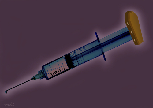 Cartoon: drug syringe (medium) by Medi Belortaja tagged death,syringe,drugs,drug,coffin