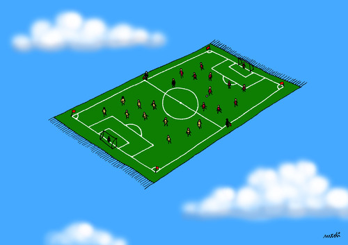 Cartoon: flying soccer carpet (medium) by Medi Belortaja tagged football,carpet,soccer,flying,euro,2012,ukraine