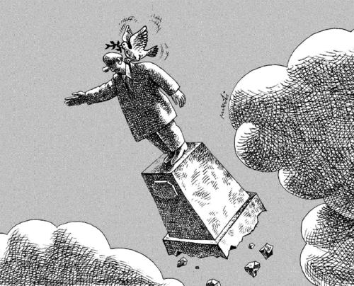 Cartoon: freedom force (medium) by Medi Belortaja tagged force,freedom,monument,dictators,peace,dove,pigeon,colombo