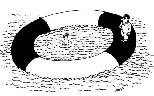 Cartoon: help (medium) by Medi Belortaja tagged help,submersion,rubber,rescue