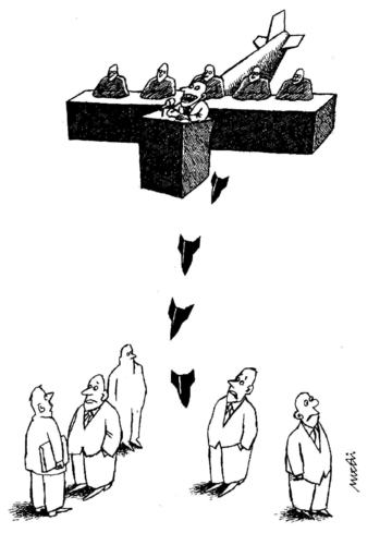 Cartoon: hierarchical shell (medium) by Medi Belortaja tagged shell,hierarchical,bomb,bombing,hierarchy,head,chief,leader,politics