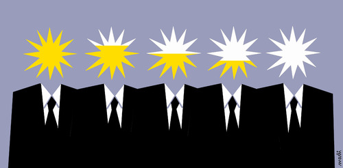 Cartoon: hierarchy (medium) by Medi Belortaja tagged stars,point,hierarchy,men,politics,business