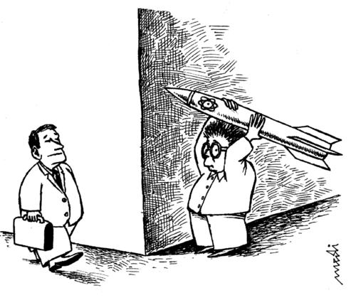 Cartoon: inspection of unsafe (medium) by Medi Belortaja tagged stroke,beat,weapon,nuclear,unsafe,inspection