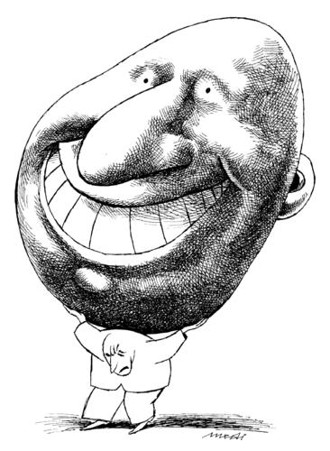Cartoon: joy and sadness (medium) by Medi Belortaja tagged head,keeper,keep,sadness,face,rich,poor,smiling,smile,joy