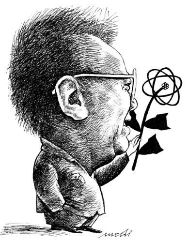 Cartoon: Kim Yong IL with a flower (medium) by Medi Belortaja tagged flower,nuclear,il,yong,kim