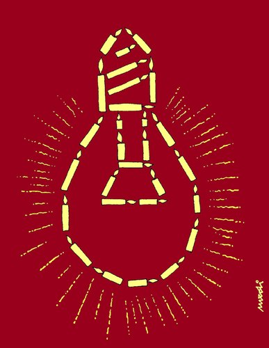 Cartoon: lamp with candle (medium) by Medi Belortaja tagged candles,bulb,lamp