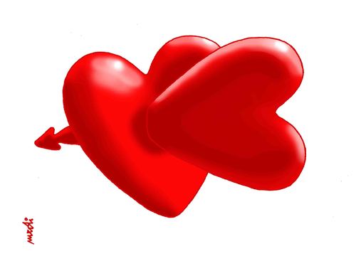 Cartoon: Love (medium) by Medi Belortaja tagged love,heart,hearts,cupid,arrow,valentines,day