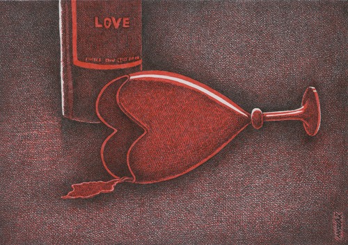 Cartoon: love s glass (medium) by Medi Belortaja tagged glass,bottle,love,heart,hearts,valentines,day