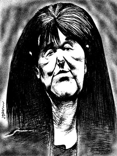Cartoon: Mira Markovic  Slobodans wife (medium) by Medi Belortaja tagged wife,slobodans,markovic,mira