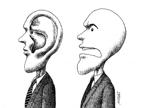 Cartoon: Modern Talking (medium) by Medi Belortaja tagged tutelage,democracy,chief,ear,speech,communication