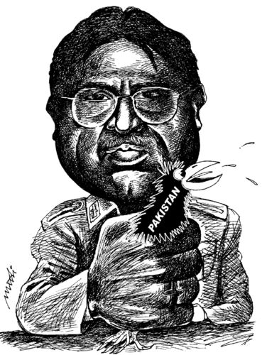 Cartoon: Musharraf and Pakistan (medium) by Medi Belortaja tagged pakistan,and,musharraf