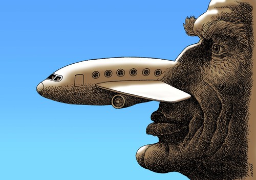 Cartoon: noseplane (medium) by Medi Belortaja tagged humor,departure,man,face,airplane,plane,nose