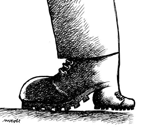 Cartoon: opposing shoes (medium) by Medi Belortaja tagged shoes,opposing,conflictual