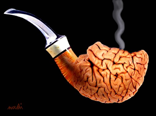 Cartoon: pipe of ideas (medium) by Medi Belortaja tagged mind,brain,ideas,of,pipe