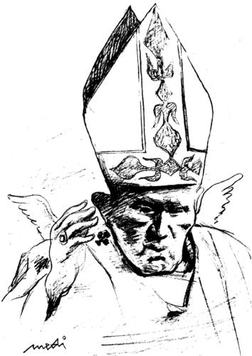 Cartoon: Pope Wojtyla angel (medium) by Medi Belortaja tagged angel,wojtyla,pope