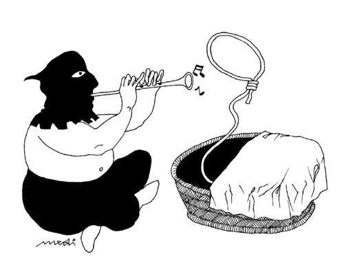Cartoon: power of music (medium) by Medi Belortaja tagged fakir,snake,hangman,shank,music