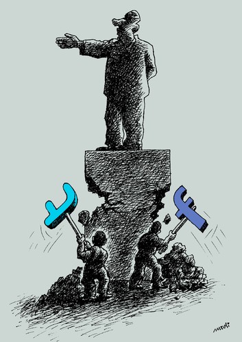 Cartoon: powerful hammers (medium) by Medi Belortaja tagged powerful,hammers,fb,facebook,twitter,dictator,dictatorship,democracy