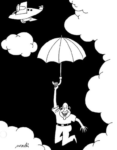 Cartoon: presumption (medium) by Medi Belortaja tagged presumption,umbrella,paraschutism