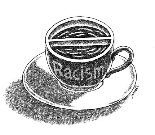 Cartoon: racism even in coffee (medium) by Medi Belortaja tagged double,wall,coffee,racism