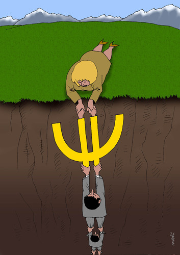 Cartoon: salvation (medium) by Medi Belortaja tagged salvation,euto,merkel,europe,eurozone