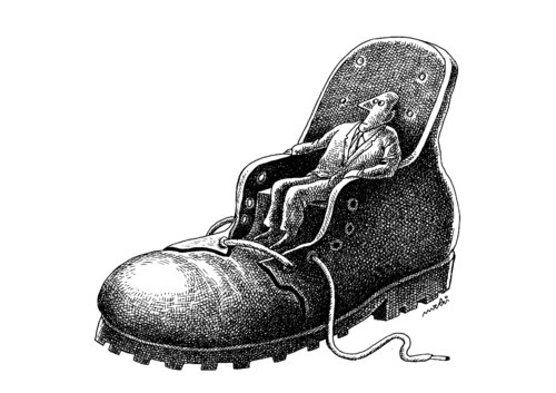 Cartoon: shoe chair (medium) by Medi Belortaja tagged chair,shoe,head,seat