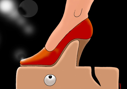 Cartoon: shoe fashion (medium) by Medi Belortaja tagged keep,face,man,woman,fashion,shoe,wife,husband,love,lovers